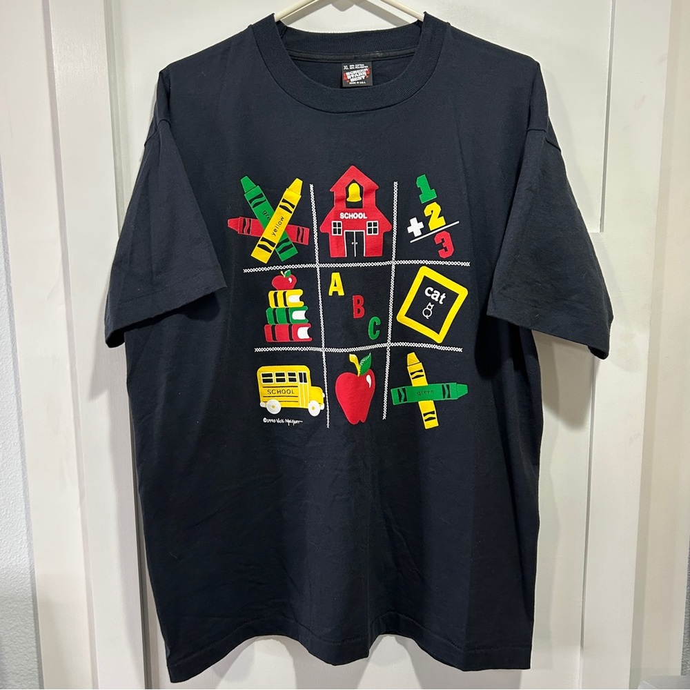 Vintage 1990 Vicki Melhart School Bus T-Shirt Single Stitch Size XL USA